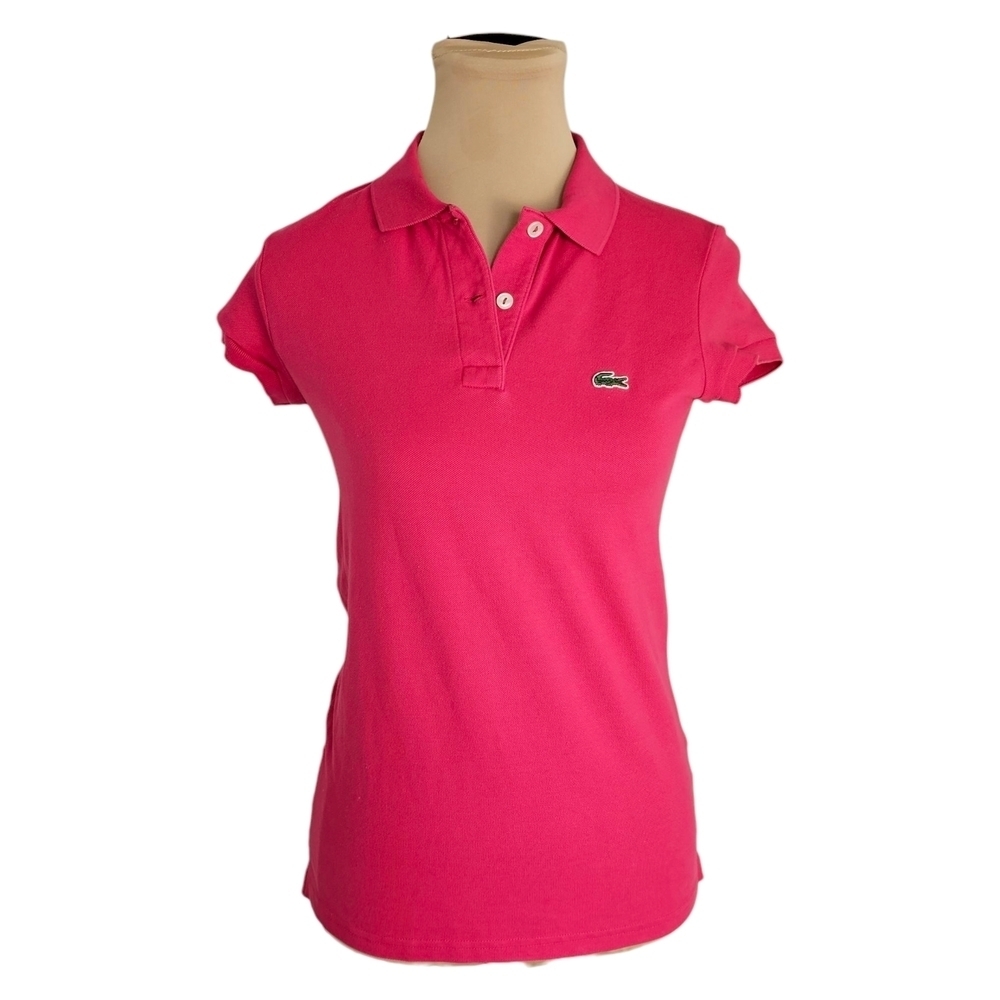 Lacoste Pink Fitted Polo Tee Short Sleeve Sz 2